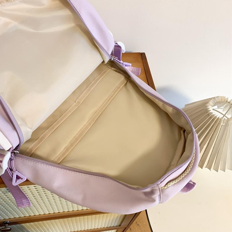 College Style Backpack Student Block Color Campus Schoolbag Female High School Students Large Capacity Backpack