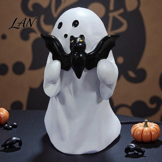 Decorative Ghost for Home Halloween Figurine, Cute Resin Statue, Creative Holding Unique Accents Bat/Drink Tabletop Ornament Party, Trick or