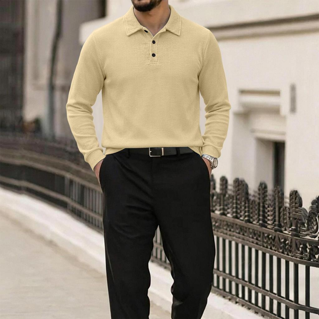 Men's Slim Fit Corduroy Pullover Sweater Knit Top for Casual Daily Wear