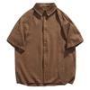 Men's Summer Pleated Seersucker Short-sleeved Shirt Light Shirt Cardigan Shirt