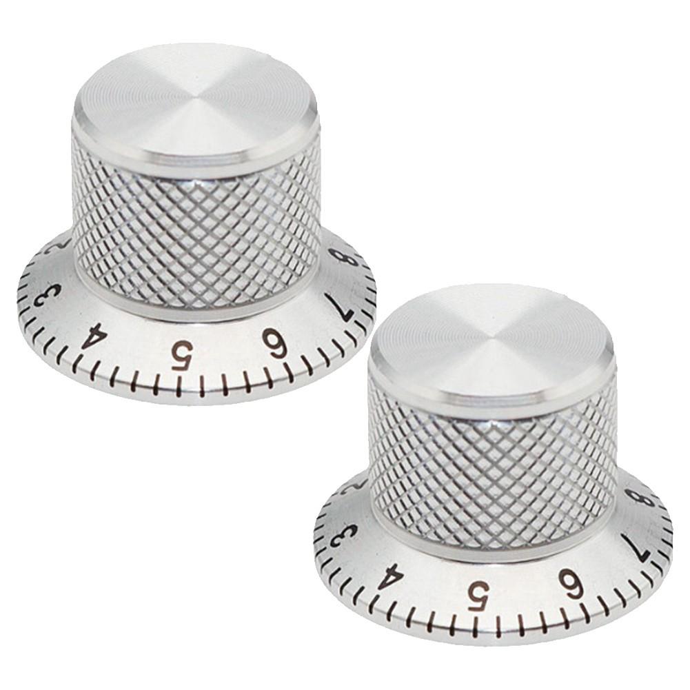 2PCS Precision Aluminum Potentiometer Knobs with Secure Fit for Guitars Silver