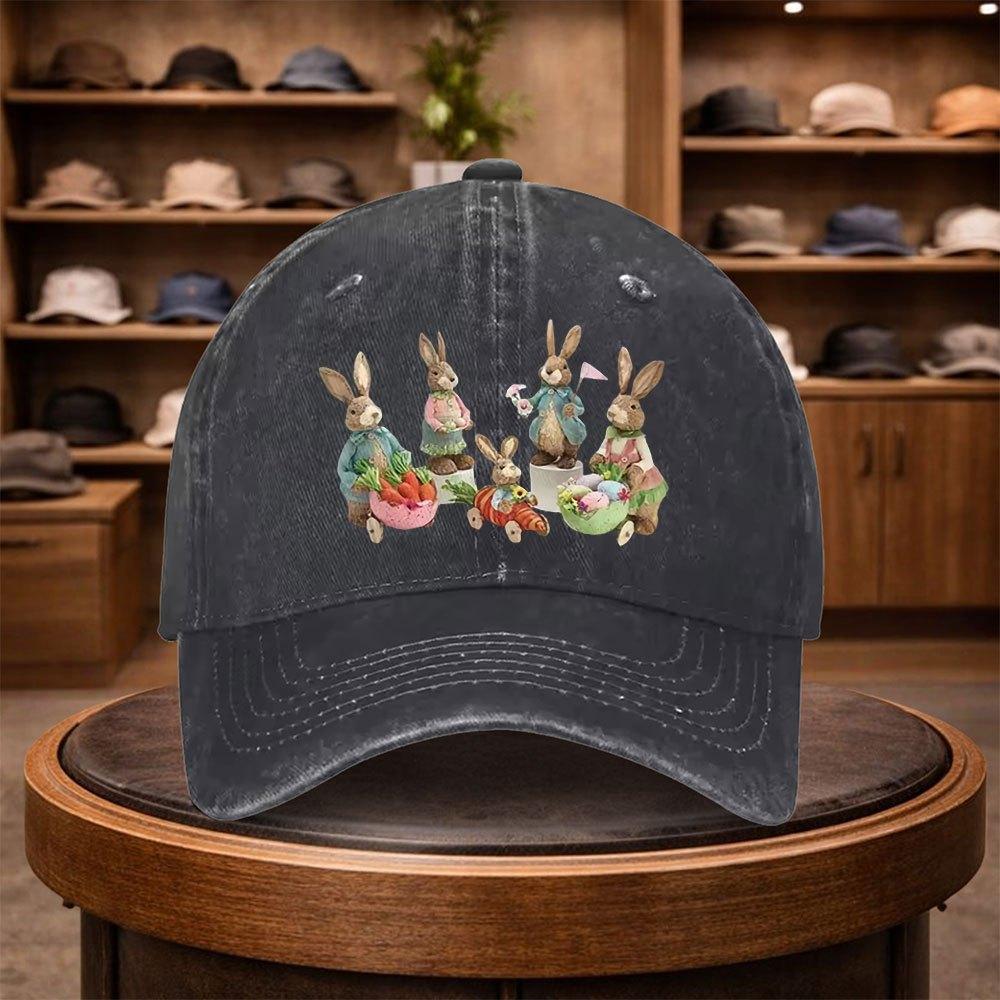 Unisexs Vintage Wooden Rabbit Baseball Cap Outdoor Fashion Adjustable Casual Hat Urban Style Lightweight Fashion Cap AllSeas