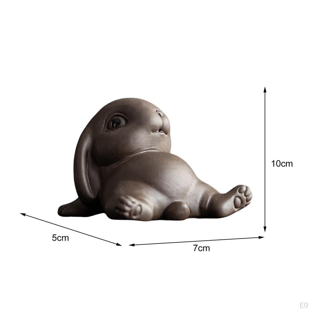 Figurine Bunny Statue Animal Sculpture Collectibles Tea Table Decor Ornament for Office Bedroom Home