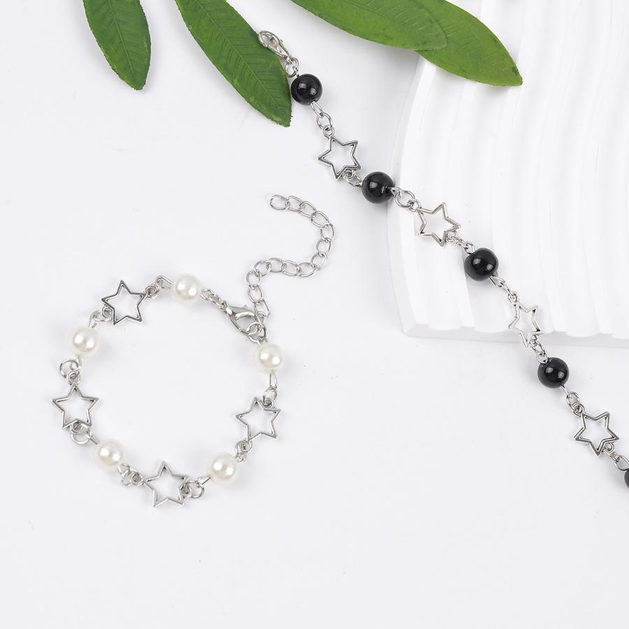 2 Pcs Bohemian Style Faux Pearl and Star Chain Bracelets