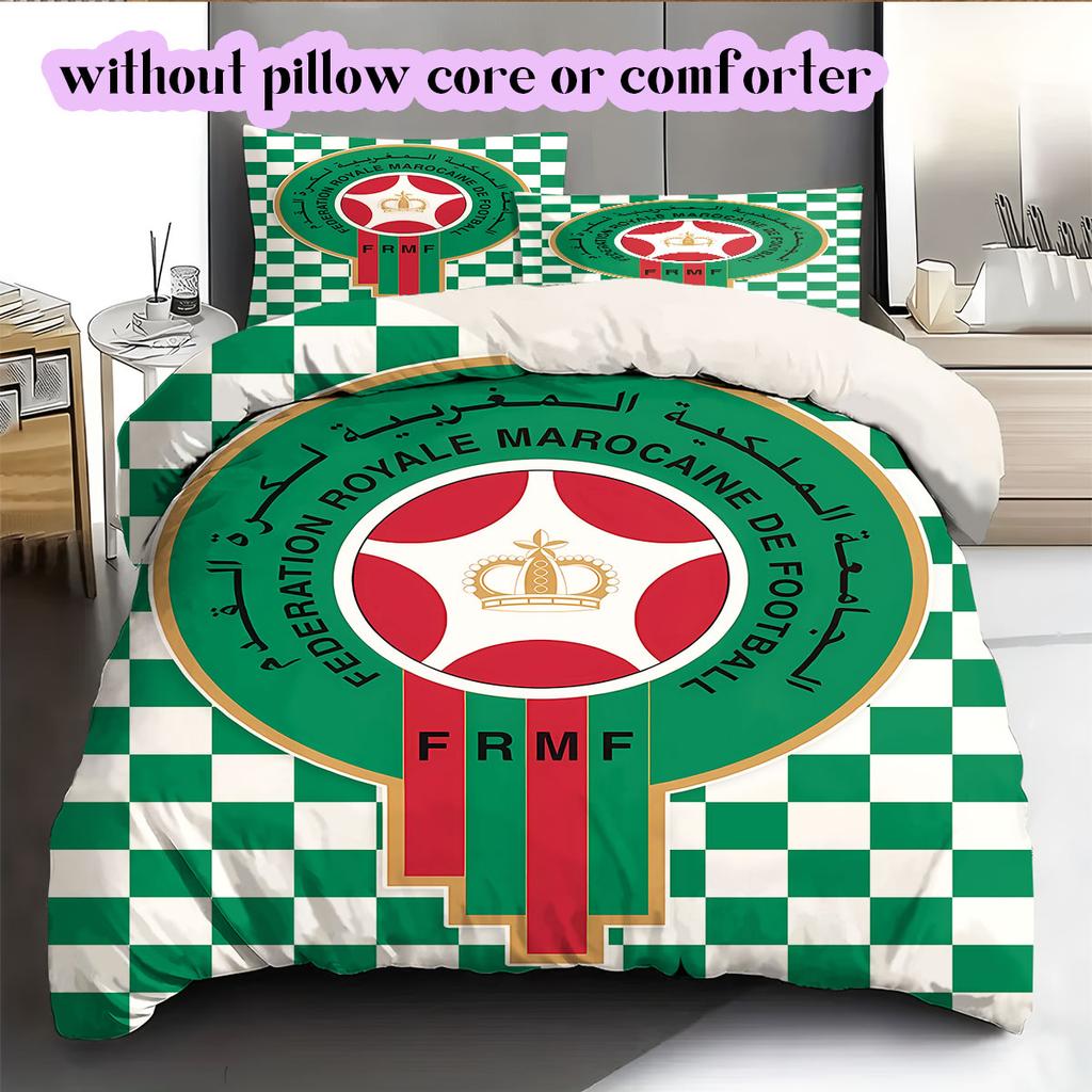 Morocco National Football Team Pattern Bedding,Quilt Set Quilt Cover Pillowcase Home Birthday Gift (1*duvet Cover+2*pillowcase,without Core)