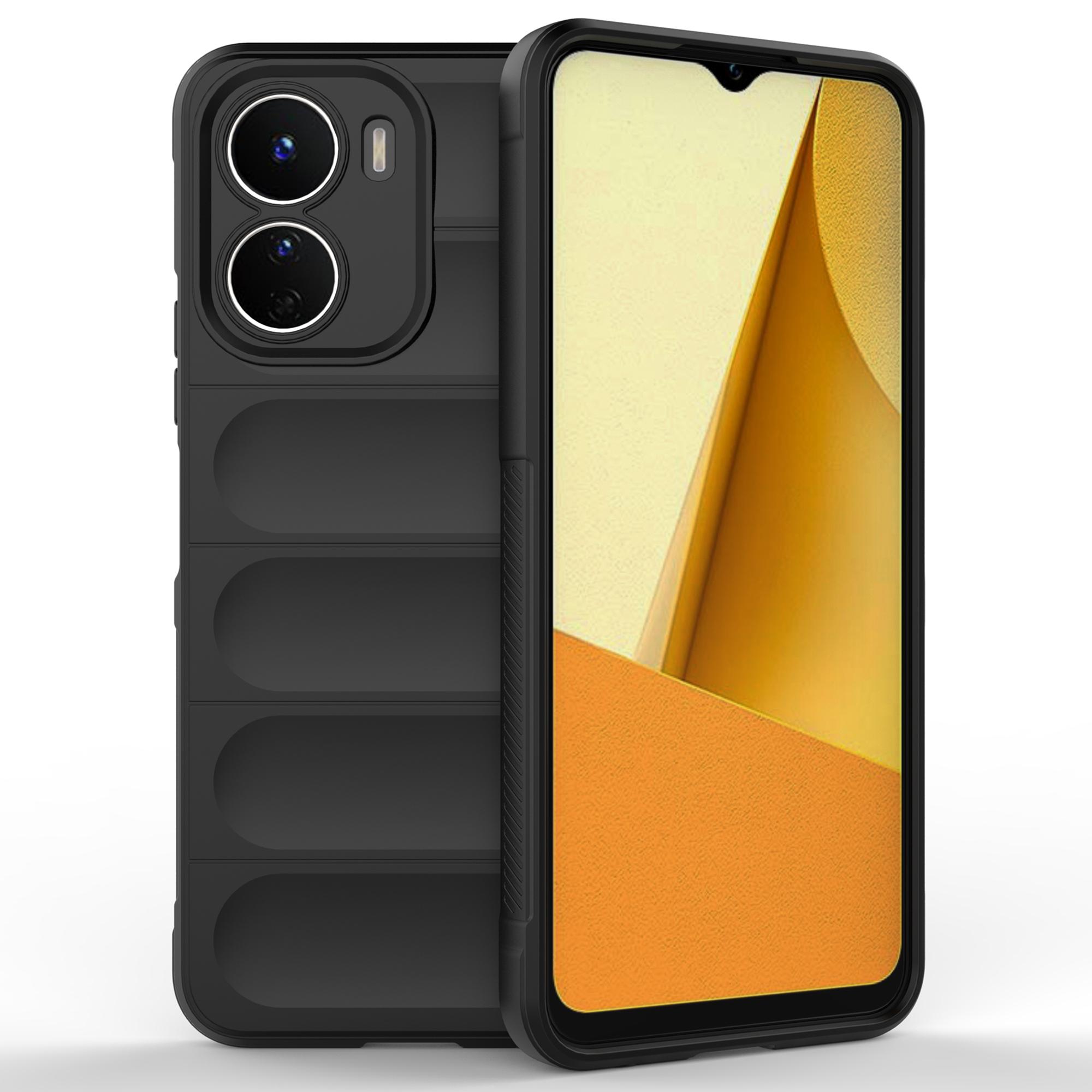 

For vivo Y16 4G Collision Resistant Soft TPU Cell Phone Cover Non-Slip Rugged Back Phone Case Black