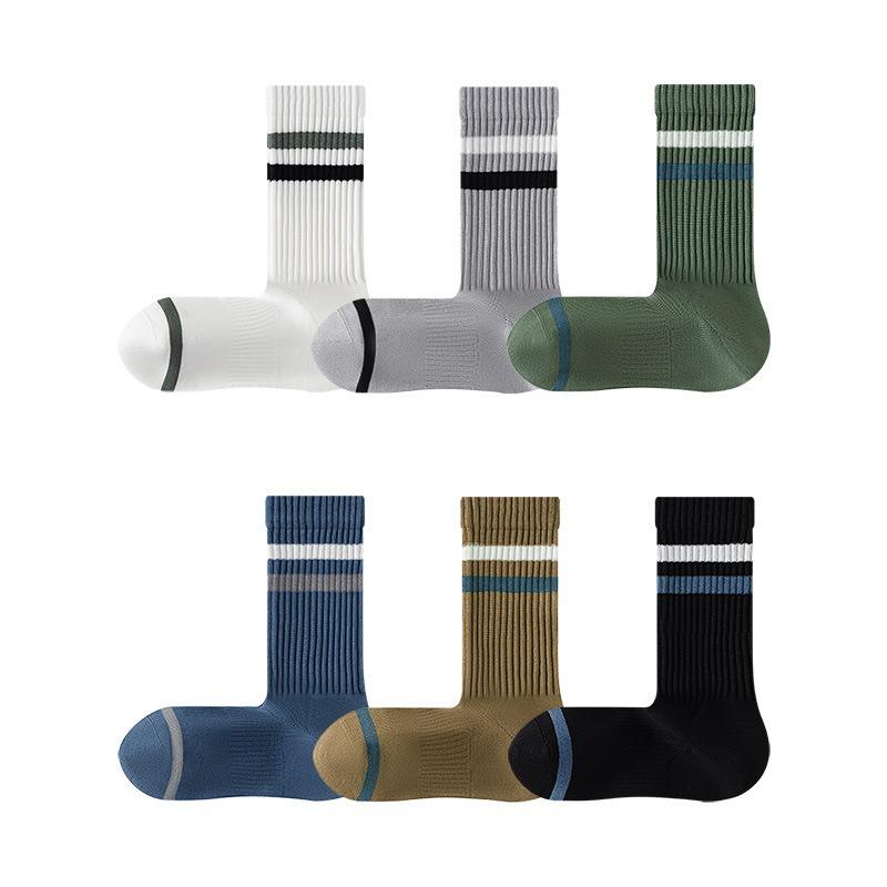 Men's Autumn Stripe Cotton Leisure Aloe Essential Oil Moisturizing Deodorizing Tube Socks