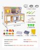 Mud Kitchen, Outdoor Mud Kitchen for Kids, Wood Outdoor Play Kitchens with Stoves, Hooks, Double Sinks, Planting Shovels, Spatulas, Cookware Pots and