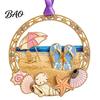 Tropical Beach House Decor Christmas Ornaments, Vacation Themed Tree Hanging Decoration, Acrylic Decorative Lanyard for Walls Slipper Shell