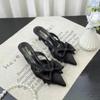 Fairy Style Pink Cool Slippers for Women's Summer  French Pointed Bow Hollow High Heels, Half Wrapped Women's Slippers
