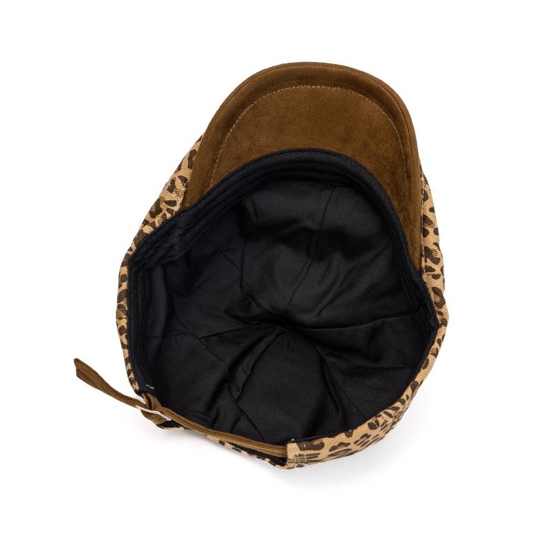 Vintage Leopard Print Forward Hat Women Beret Newsboy Hat Peaked Cap