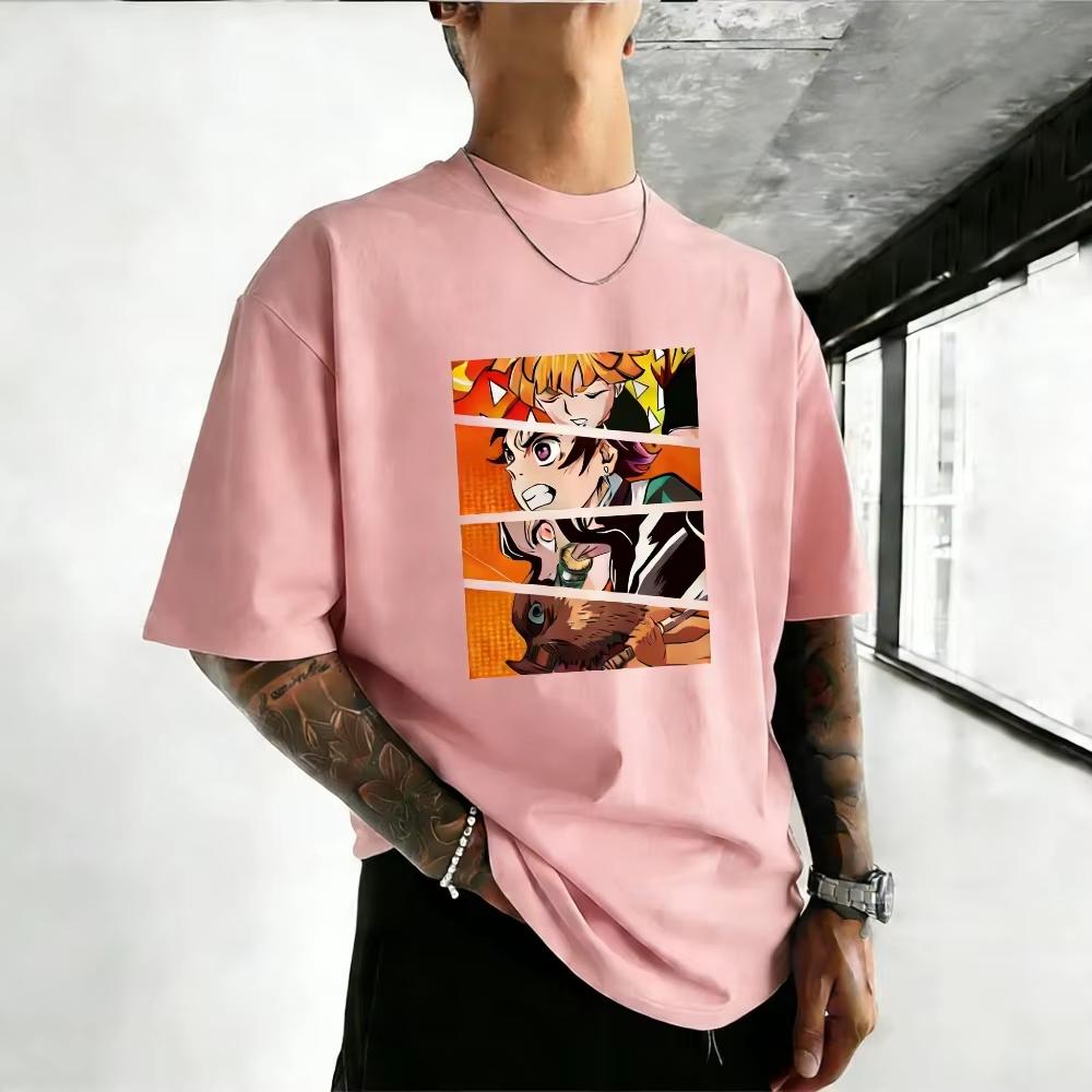 

Unisex pure cotton Tshirt Demon Slayer Summer 2026 Harajuku style anime print loose shortsleeved top 4XL