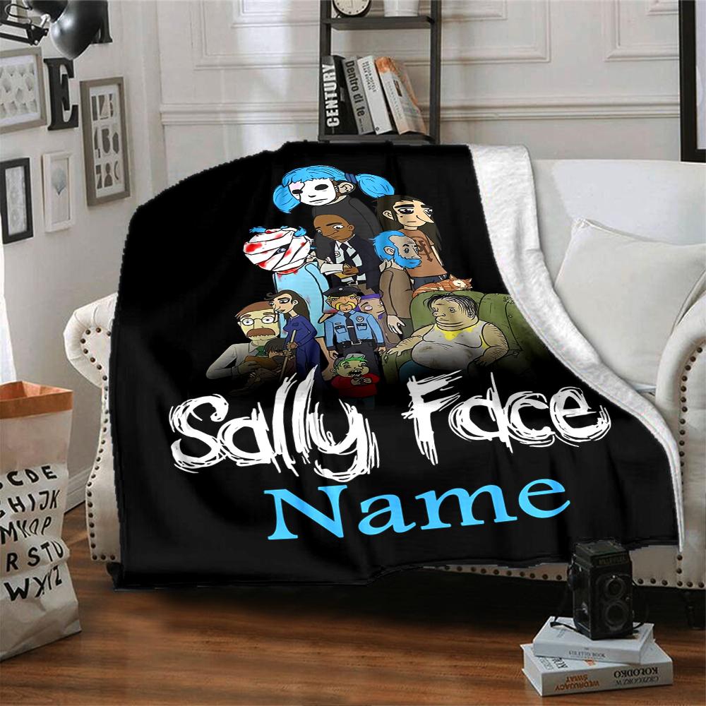 Custom Name Sally Face Theme Printed Blanket - Perfect for Couch, Bed, Travel & Outdoor Use | Machine Washable, Cozy & Durable.