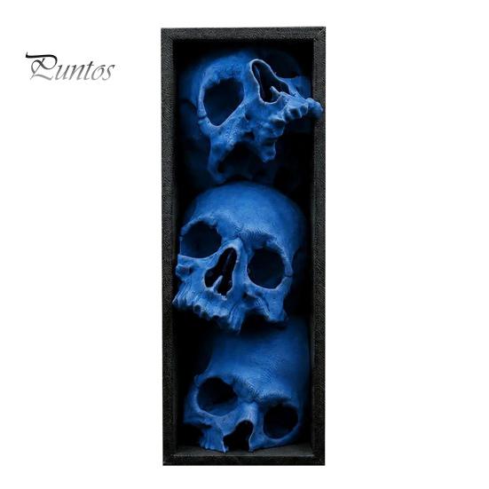 Dark Fantasy Wohnaccessoires 3 Stück Halloween 3-stufige Totenkopf-Buchstützen, Gotische Harz-Regaldekoration für Büro, Einzigartige Buchstopper Spukiges Skelett
