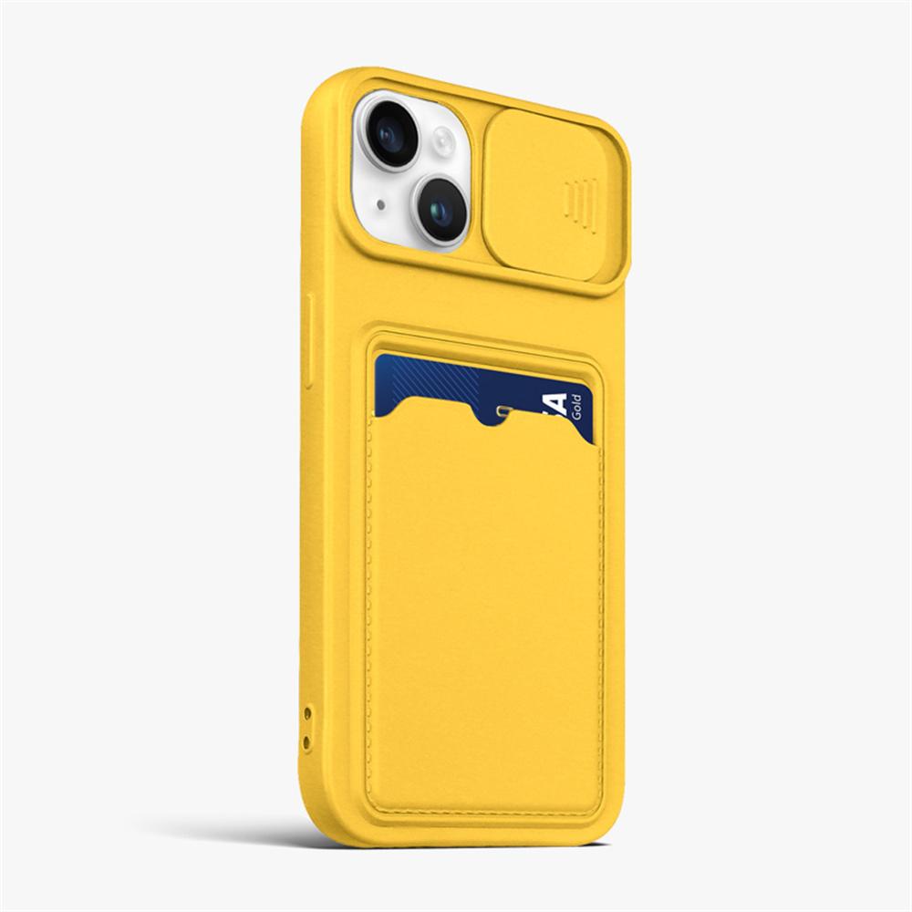 Sliding Lens Protect Card Slot Holder Wallet Case For iPhone 16 14 15 11 12 13 Pro Max X XR XS 7 8 SE Soft Liquid Silicone Cover