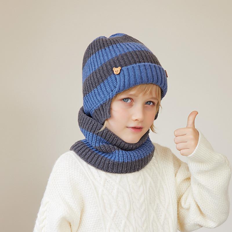 Kids Knitted Hat And Scarf Set With Windproof Warmth For Winter Outdoor Play