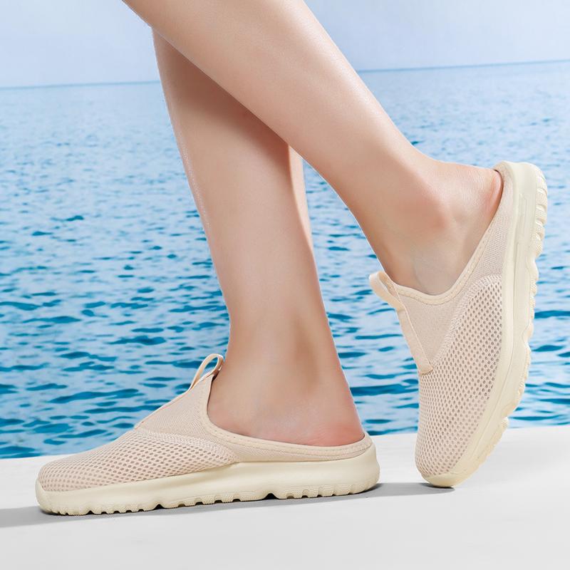 36-46 Unisex Slippers Men's Half Slippers Mesh Meter-breathable Men's Black Mueller Shoes