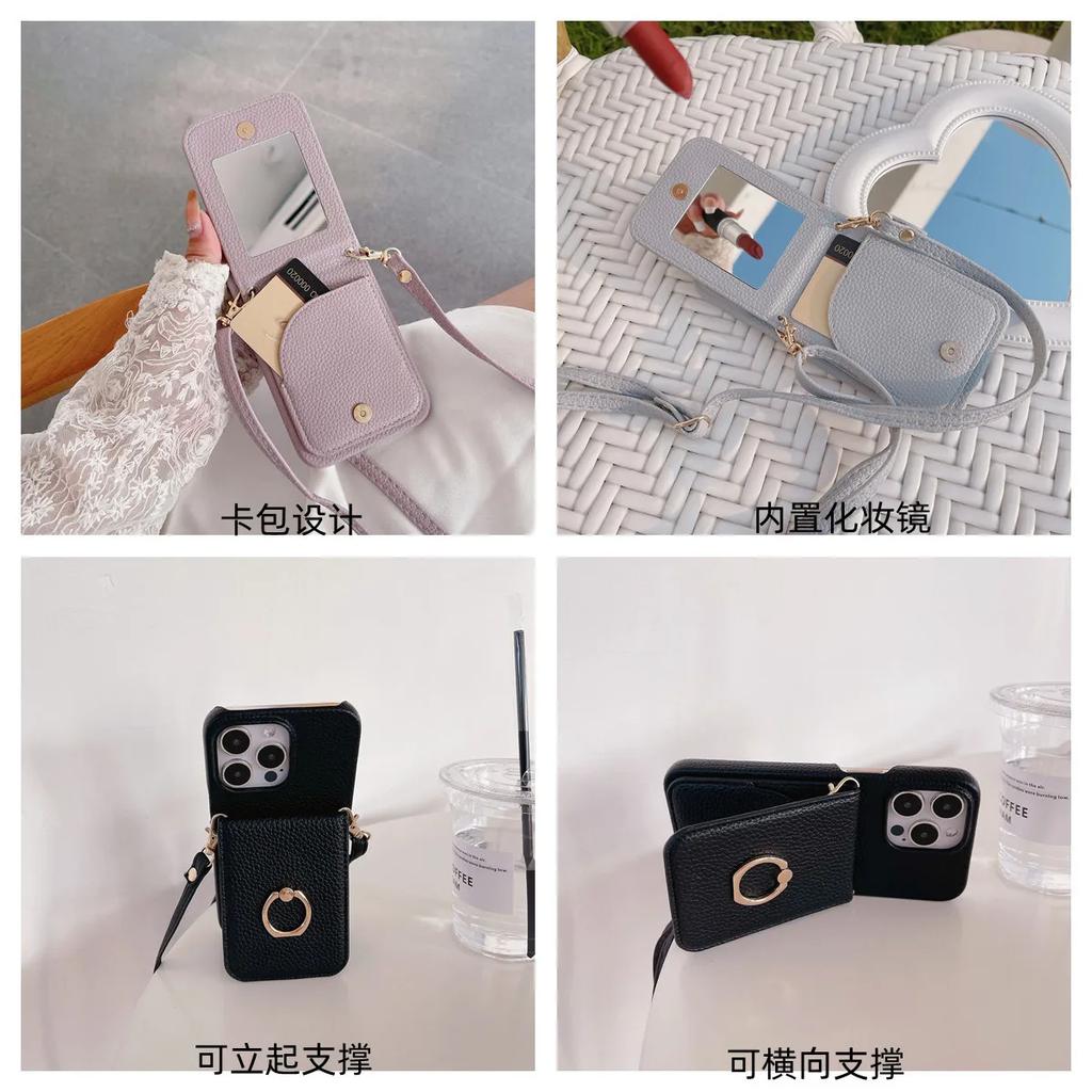 Ring Stand Phone Case For iPhone 17 Air 16 15 14 Plus 13 12 11 Pro Max Pocket Credit Card Holder Crossbody Lanyard Leather Cover