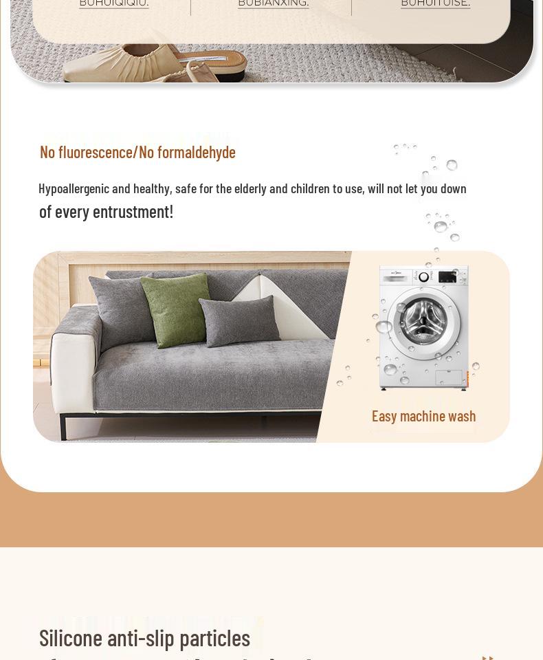 2025 Universal Non-Slip Waterproof Chenille Sofa Cushion - Modern Solid Color, Four Seasons