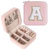 Large Capacity Jewelry Box for Stud Earrings and Rings - Portable Leather Storage with Letter Design