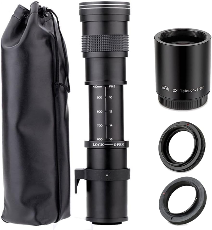 

JINTU Telephoto Lens Zoom SLR Camera Lens for Canon 5D 7D 2000D 420-1600mm f8.3 T7i, T6, T6i, T6s, T7, T8i, T3i, T4i, T5, T5i, SL2, SL1, 4000D, 2000D,
