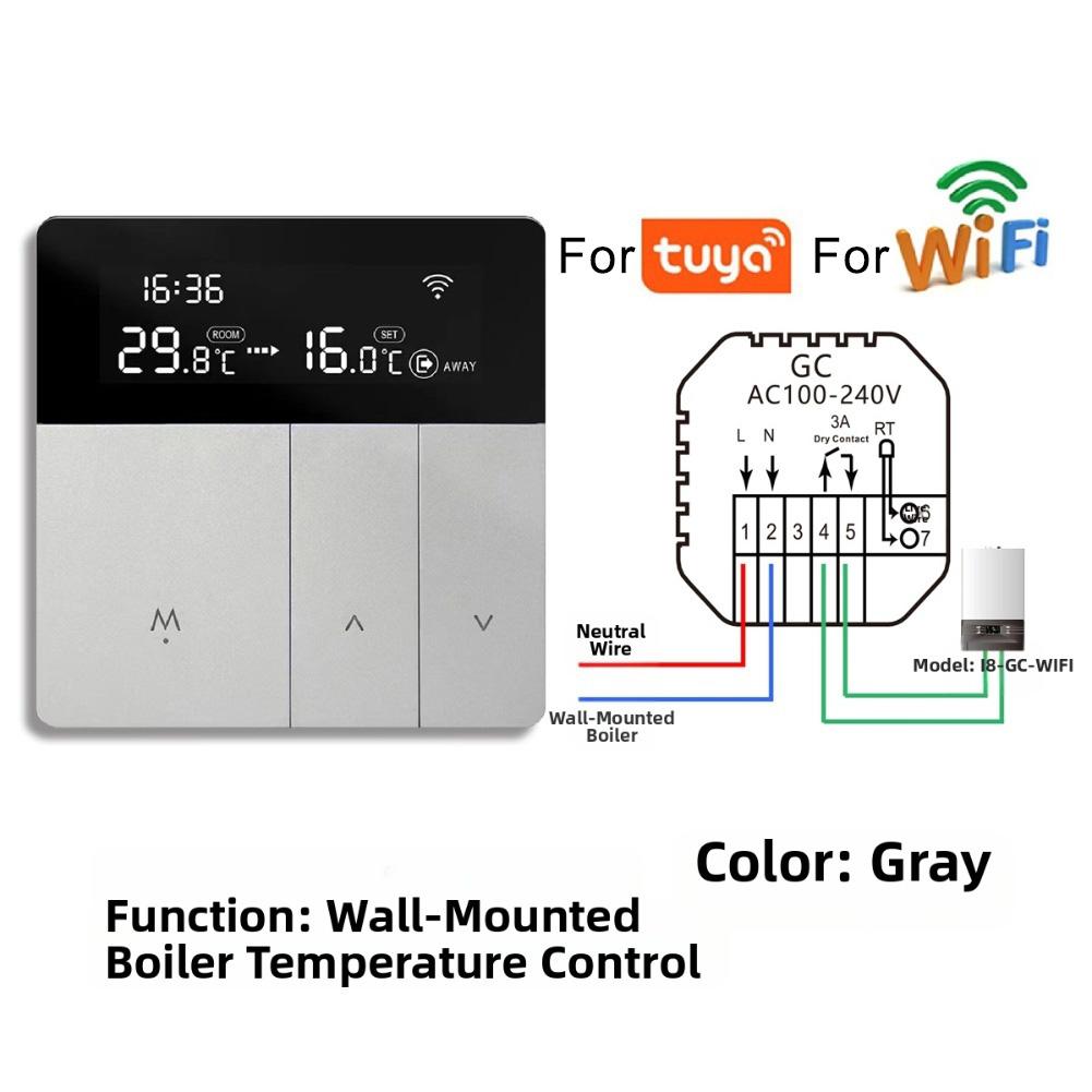 Tuya= WiFi Electric Floor Heating Thermostat Wall-mounted Boiler Thermostat Floor Heating Controller Smart Device Thermostat