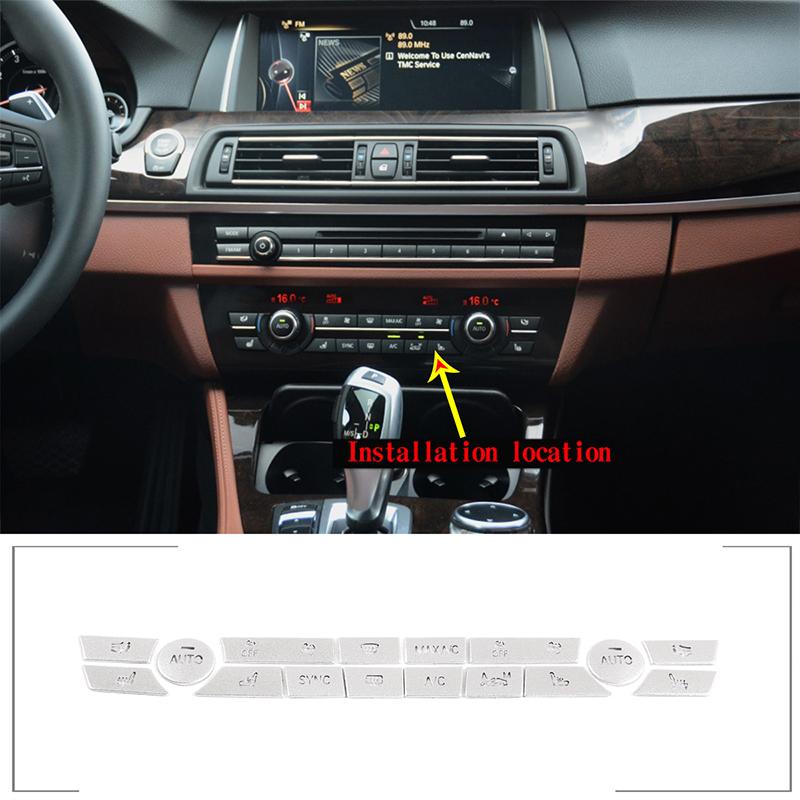 Alloy Silver Car CD Panel Switch Button Cover Sticker Trim Suitable for BMW 5 Series F10 F11 2013-2017