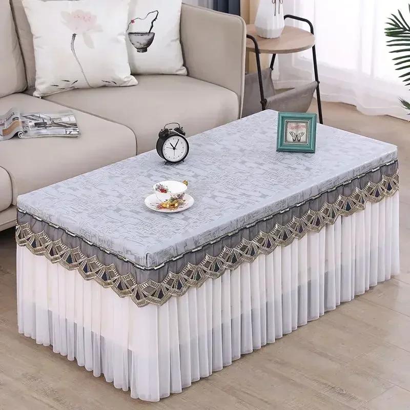 Leather Oil Resistant Waterproof Tea Table Cloth Corner Coffee Table Cover Dustproof Tablecloth Cover Wedding Party Decoration