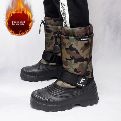 Men's Snow Boots High Top Waterproof Anti Slip Warm Fashionable and Versatile