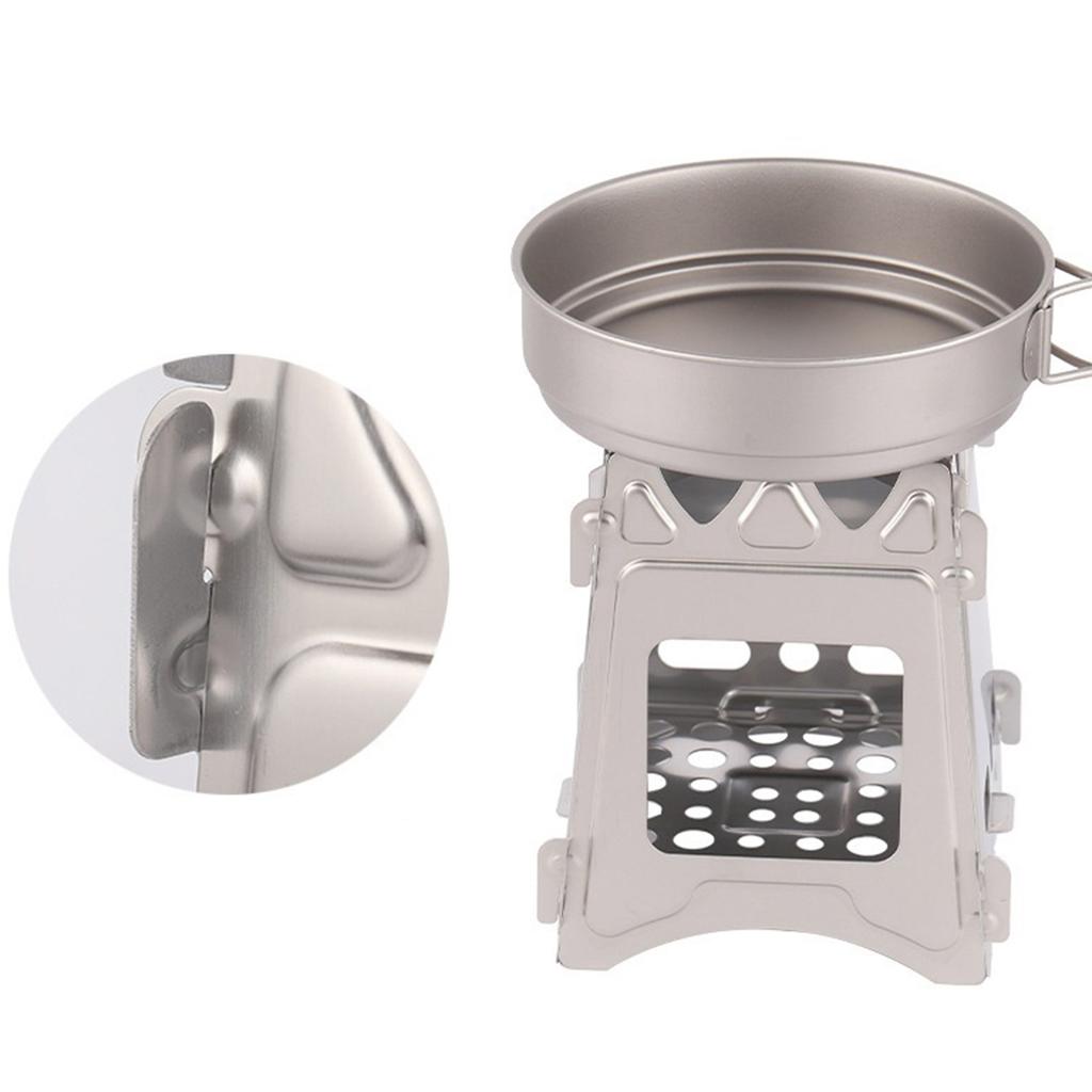 Camping Stove 304 Stainless Steel Folding Backpacking Burning Stove Portable Lightweight Pocket