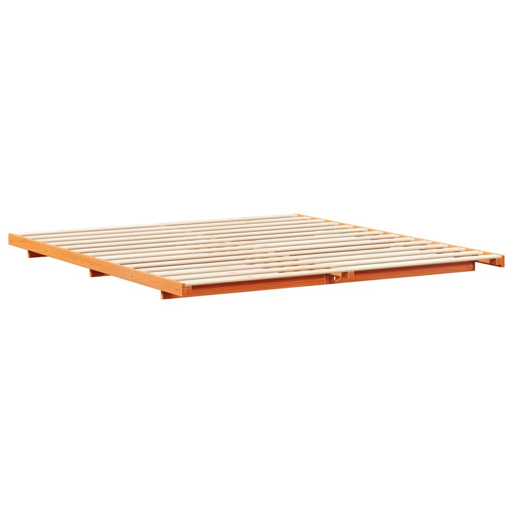 Bed Frame Wax Brown 180 x 210 cm Solid Pine Wood