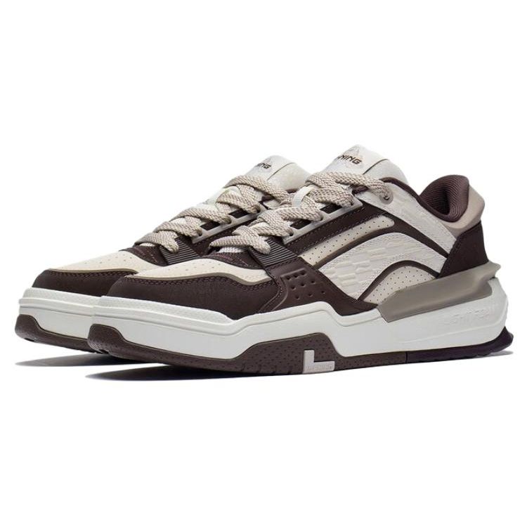 Li Ning Chan Chen Casual Comfortable Wear-Resistant Non-Slip Low-Top Skate Shoes Men Skate Shoes Gray-Brown AGCS245-4