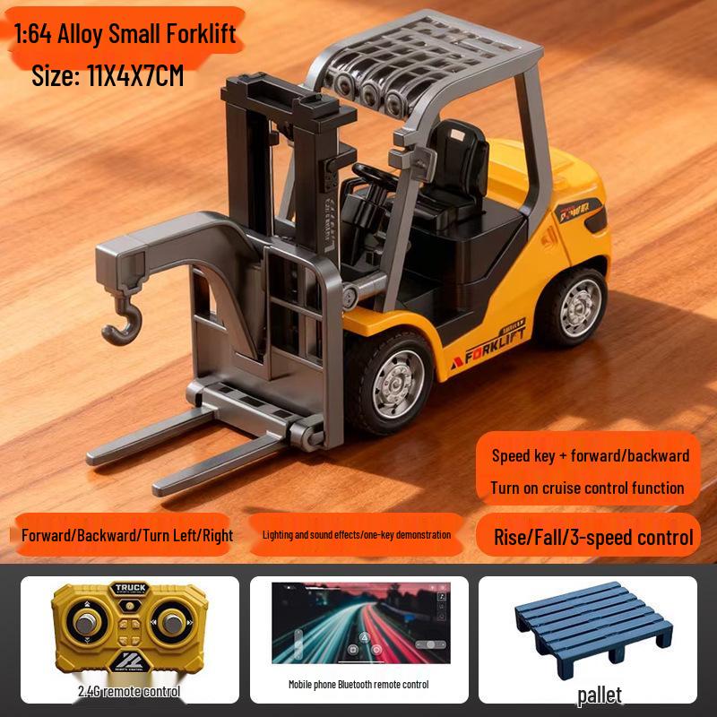 1:64 Scale Alloy Excavator & Forklift Bluetooth Remote Control Toy