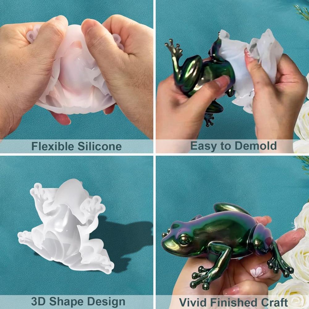 Silicone Lifelike Frog, Lizard, Snails Silicone Molds 4Pcs 3D Animal Epoxy Resin Mould  DIY Crafts