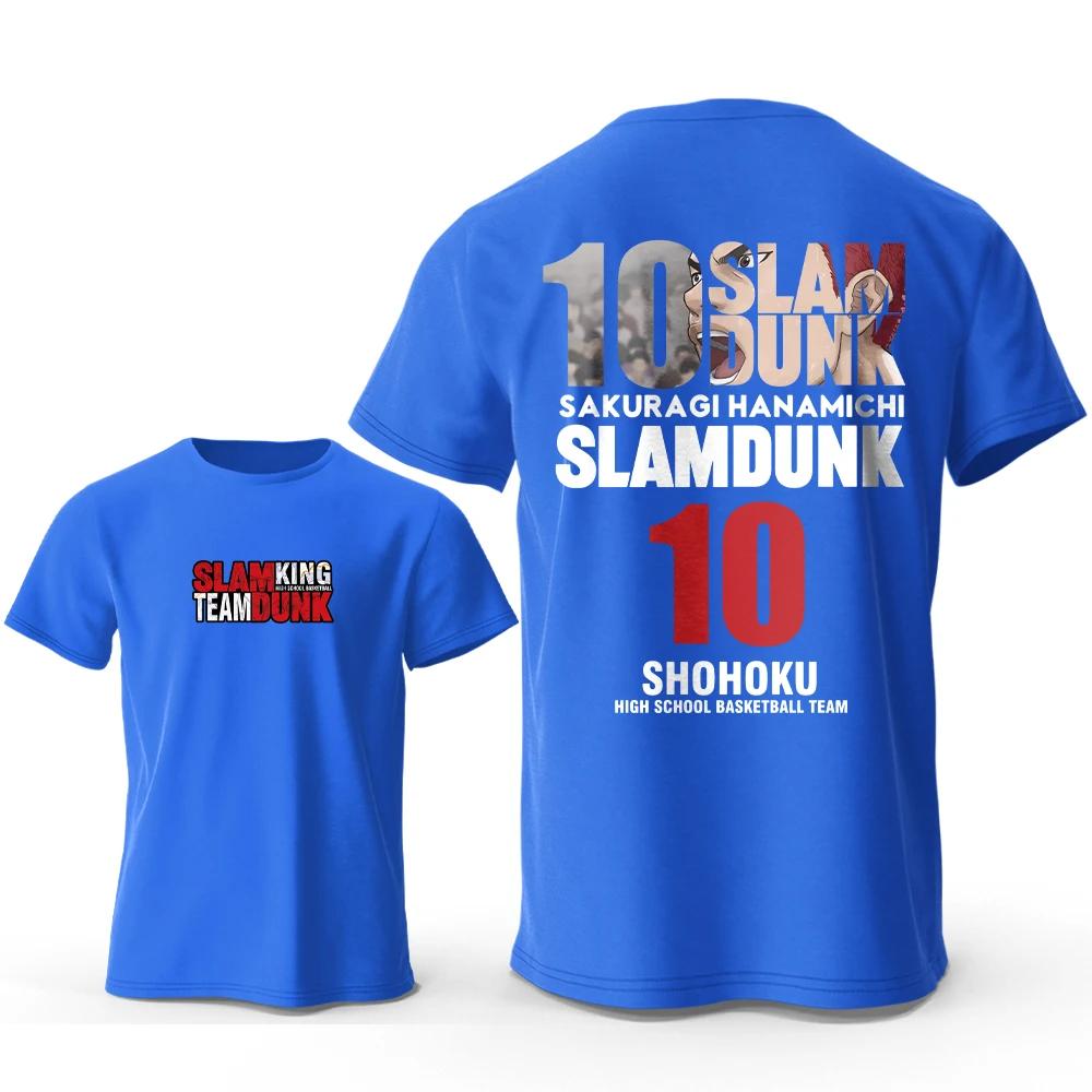Anime Slam Dunk Printed 100% Cotton Classic T-Shirt For Men Crew Neck Short-sleeved T-shirt Casual Loose Fashion Streetwear Tops