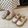 Schleife neue flache Mund kleine Lederschuhe vielseitige Plateau Einzelschuhe Französische Damen 2025 Sommer Rock Mary Jane Schuhe