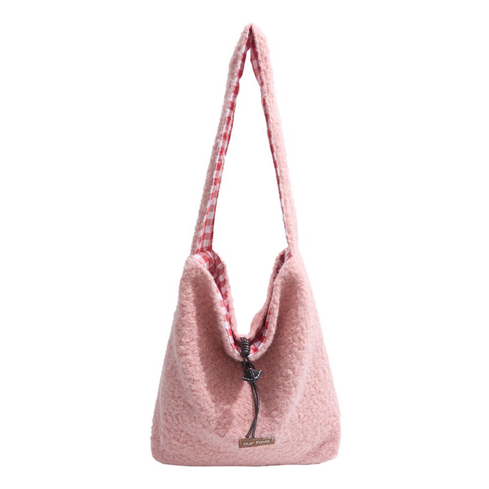 Borsa a Spalla in Peluche Monocolore Ampia Borsa Tote Borsa Sottobraccio Morbida Stile Minimalista Borsa di Design di Nicchia Per Donna Inverno Quotidiano
