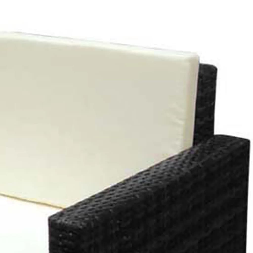 vidaXL 2-tlg. Garten-Lounge-Set mit Auflagen Poly Rattan Schwarz