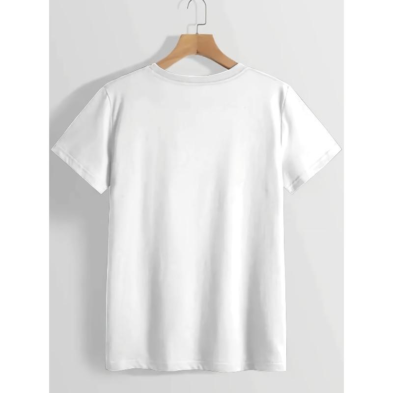 Europäische Größen Stylisches Damen Rundhals Reines T-Shirt mit Nebel-, Rosen- und Schmetterlingsdruck. Einfaches Design, Bequem Und Atmungsaktiv