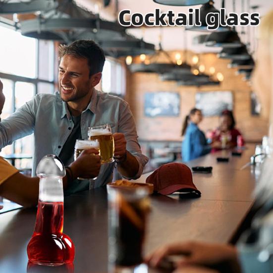 Vtipná sklenice na koktejl ve tvaru penisu Kreativní barové noční skleničky na panáky na pivo, džus, nápoje Průhledná sklenice na pití pro hospody, večírky
