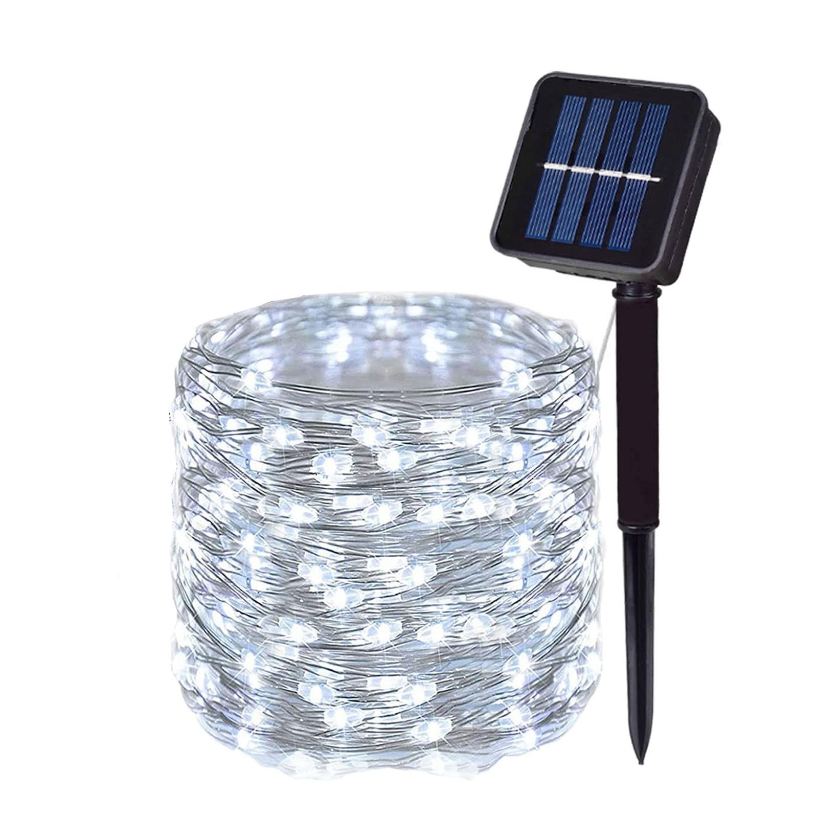 

Солнечные гирлянды уличные водонепроницаемые солнечные гирлянды 8 режимов рождественские медные проволочные огни для украшения патио 6.5m 50led