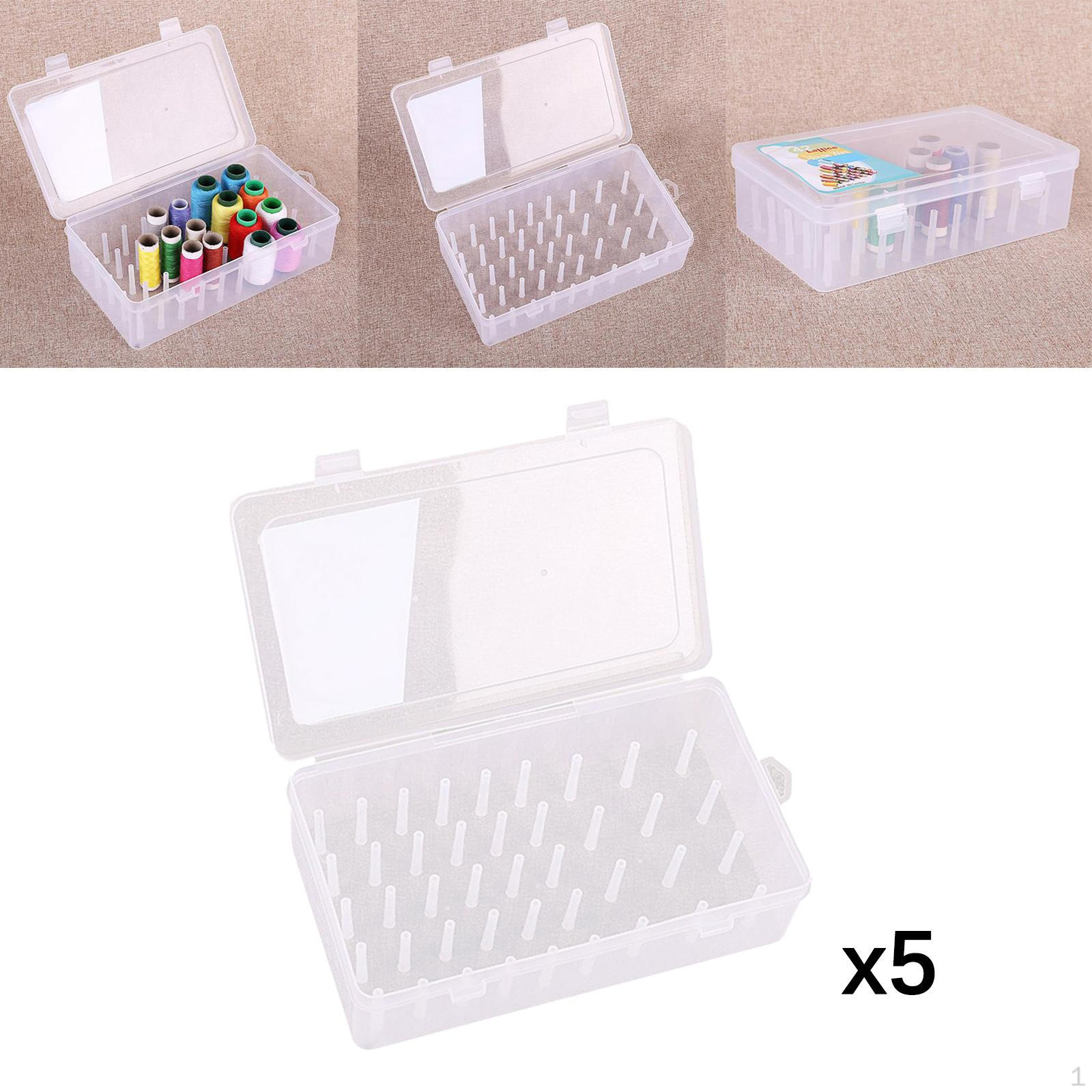 

5pcs Plastic Bobbins Storage Box Embroidery Sewing Craft Thread Spools Container Empty Case Holder