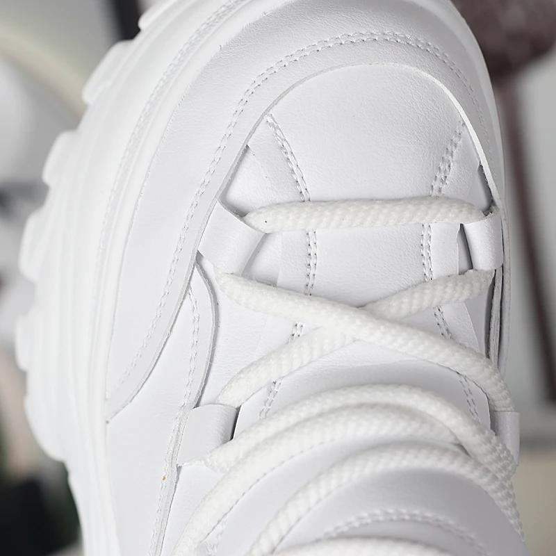 Fashion 10CM 12CM Top Quality Genuine Leather Platform Buffalo Shoes Women Casual Sneakers Round Toe Brand Luxury Dad Shoes