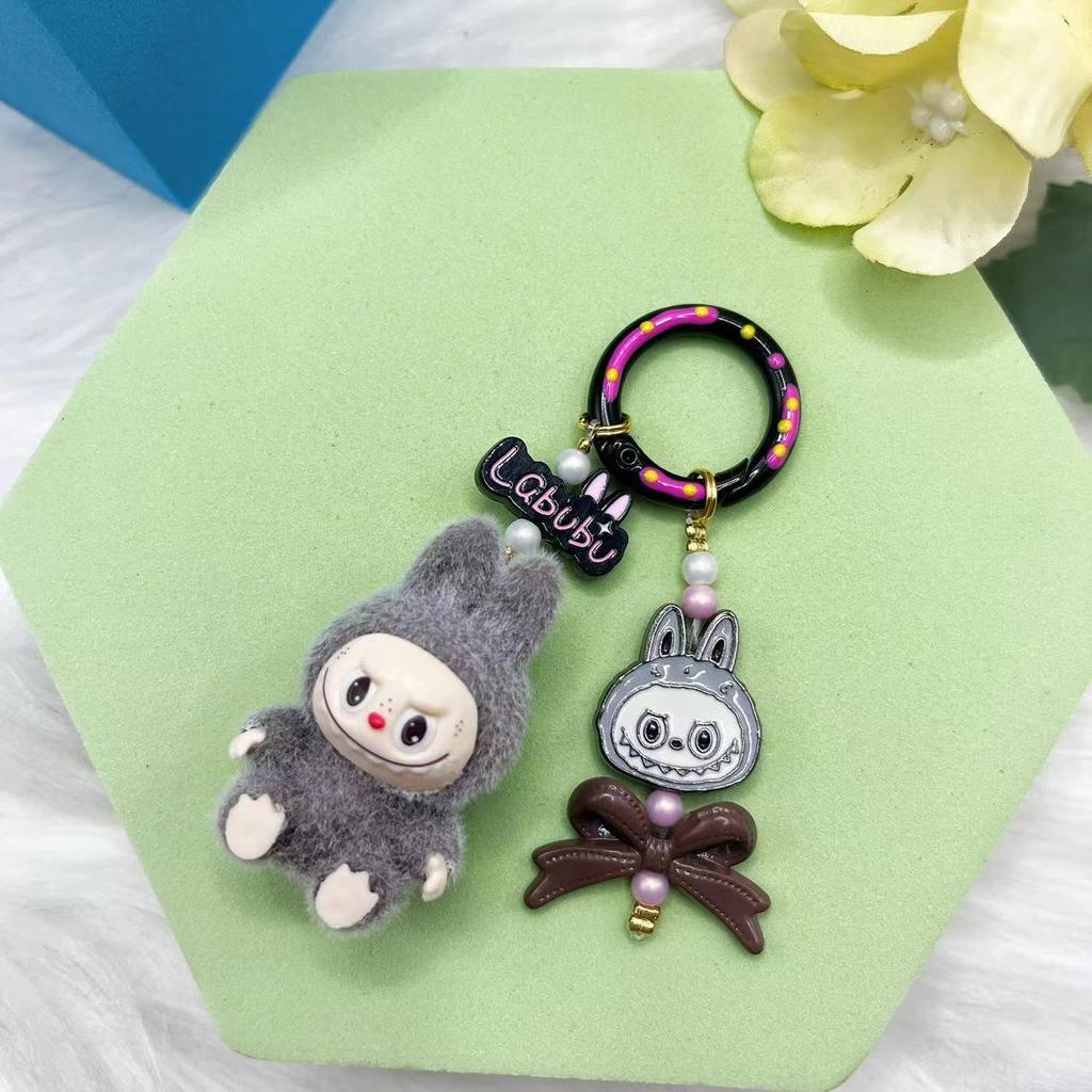 Vinil Parti Peluş Makaron Sevimli Bebek Figür Anahtarlık Çanta Kolyesi