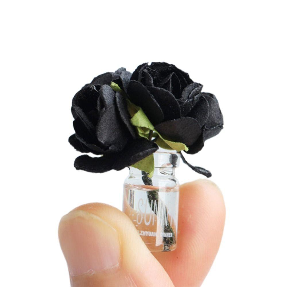 Rose Daisy Dollhouse Flower Vase 1/6 1/8 1/12 Micro Vase Flower Toy Miniature Rose Bouquet