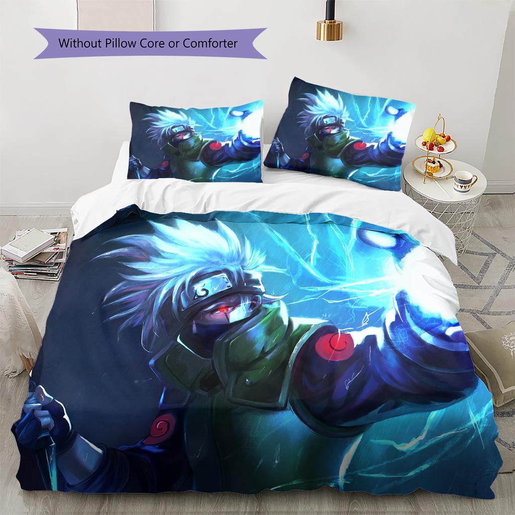 Anime Hatake Kakashi Pattern Bedding Home Decoration Birthday Gift (1 * Duvet Cover + 2 * Pillowcase, Without Core)