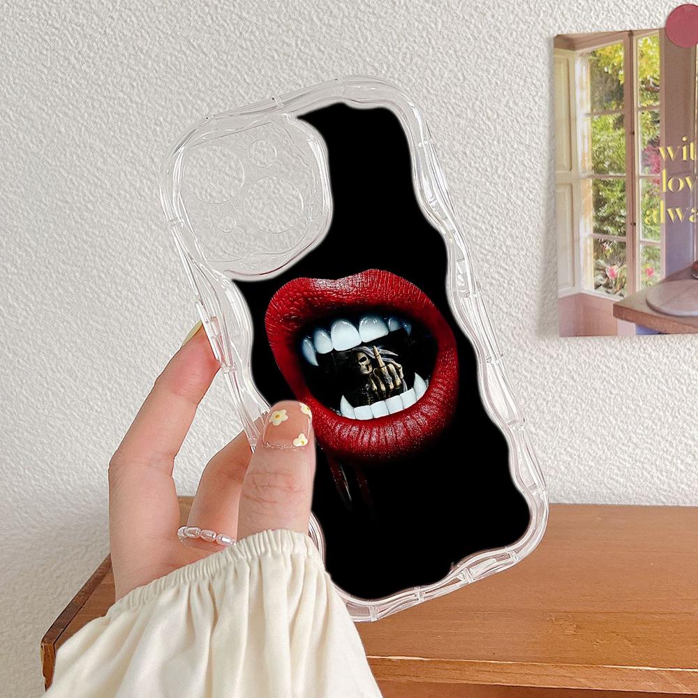 LZ19 Lips Kiss Art Clear Soft Wave Phone Cases for Samsung S24 S23 Ultra S20 FE A54 A14 A52s A51 S10 Huawei Honor 90 Protection Back Cover