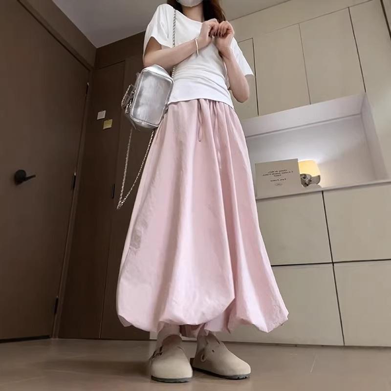 

Women s Pink Floral High-Waist Lantern Skirt Pants - Slimming, Loose, Wide-Leg, Petite Fit (Spring 2026 New Arrival) S рожевий