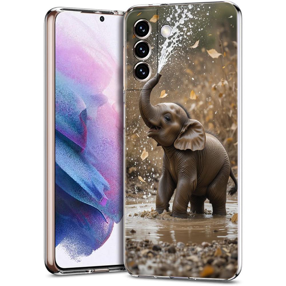 

Прозрачный чехол-бампер для телефона для Samsung Galaxy S25 S24 S23 S22 S20 S21 FE Ultra S24 S23 S10 S10E Plus 5G Милый Животное Слон for Samsung S25