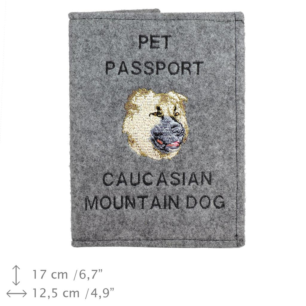 Kafkas Çoban Köpeği, Kafkas Ovçarkası - Köpek pasaport kılıfı, evrak kılıfı, gezgin için hediye, Art-Dog markasından